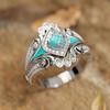 Fashion Silver Color Imitation Turquoise Rings For Women Girl Statement Blue Enamel CZ Rings Wedding Engagement  Gifts
