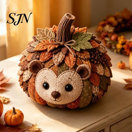 Halloween Felt Sewing Materials Animal Pumpkin Patchwork Kit, DIY Fox Cat Owl Stuffed Making Kit Cute Craft for Adults, Home Fall Decoration