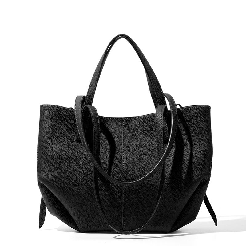 Top-Grain Cowhide Leather Large-Capacity Women's Tote Bag, Versatile Minimalist Smiley Face Handbag Bag Luxury Designer Wing Bag