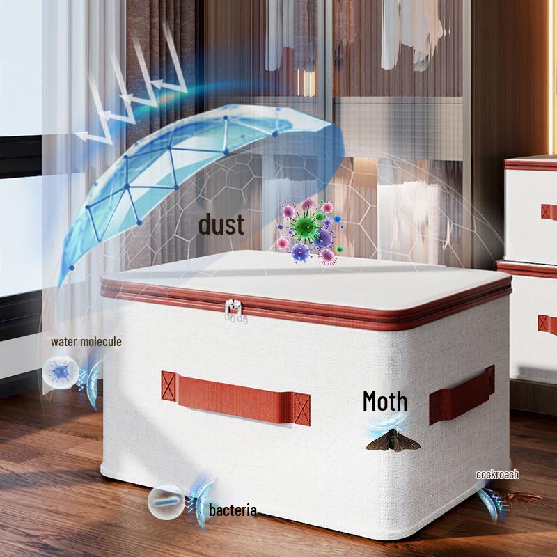 Tianshan Cotton Linen Foldable Storage Box - Moisture & Dust-Proof Wardrobe Organizer