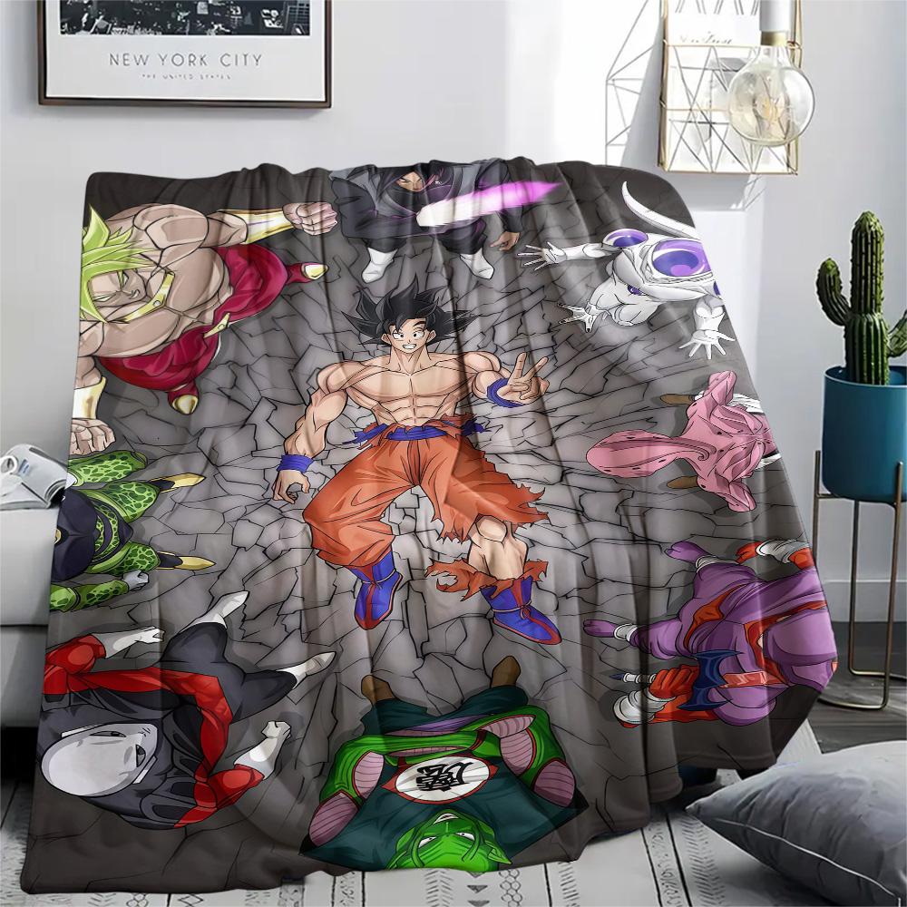 1PC Son Goku Patterned Flannel Blanket Suitable For All Seasons For Home Decor Warmth And Comfort Gifts Holiday Present