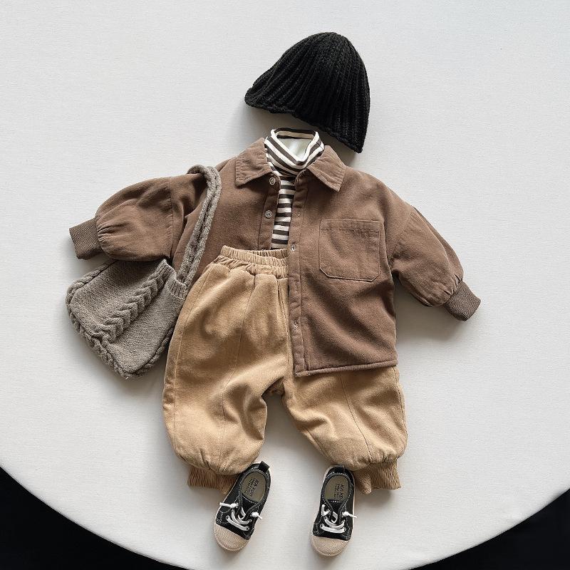 Kids Boys Girls Thick Fleece Lined Warm Loose Casual Trousers