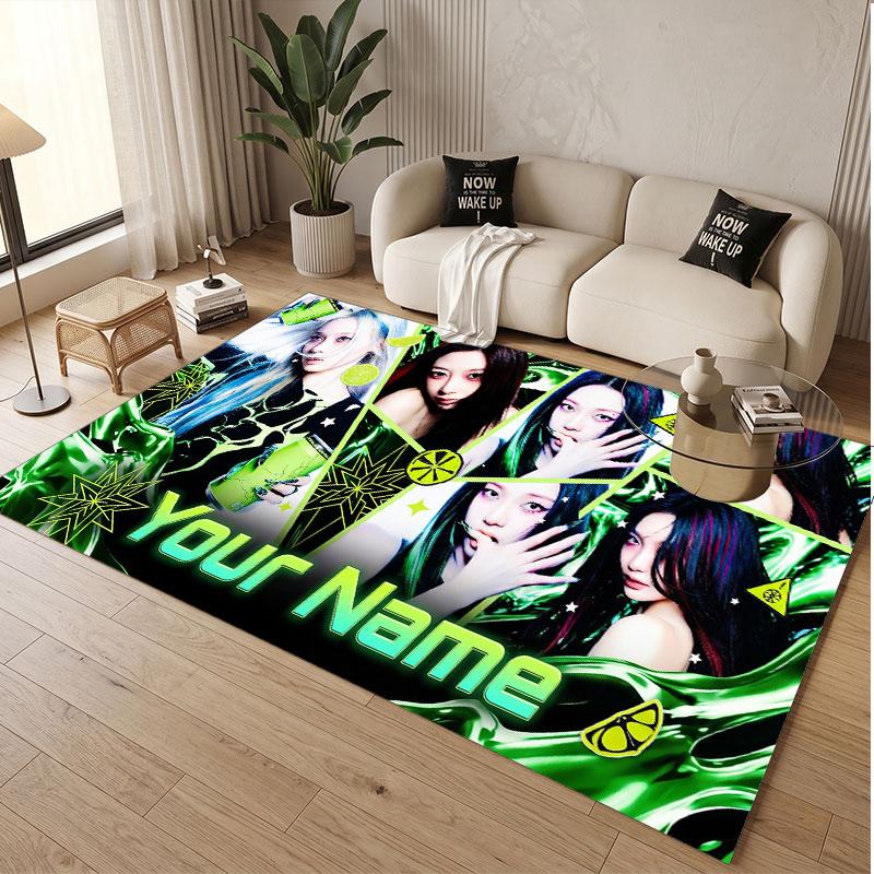 Custom Name Crystal Velvet Rug,aespa Comfortable Anti Slip Floor Mat For Room Decoration