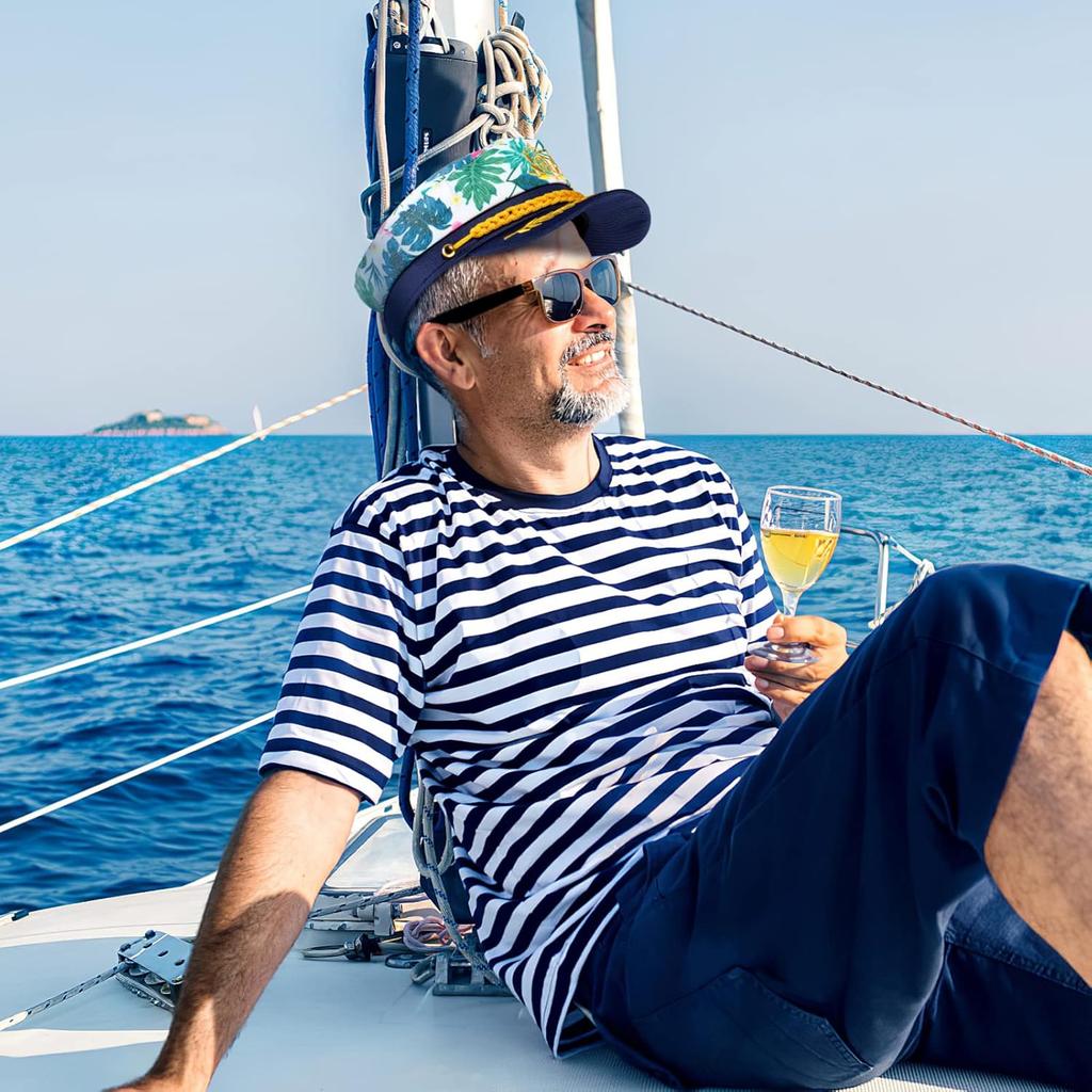 SOIMISS Captain Hat Sailor Hat Yacht Hat Boat Hat Navy Hat Adjustable Nautical Party Hat Caps Cosplay Costume for Yacht Party