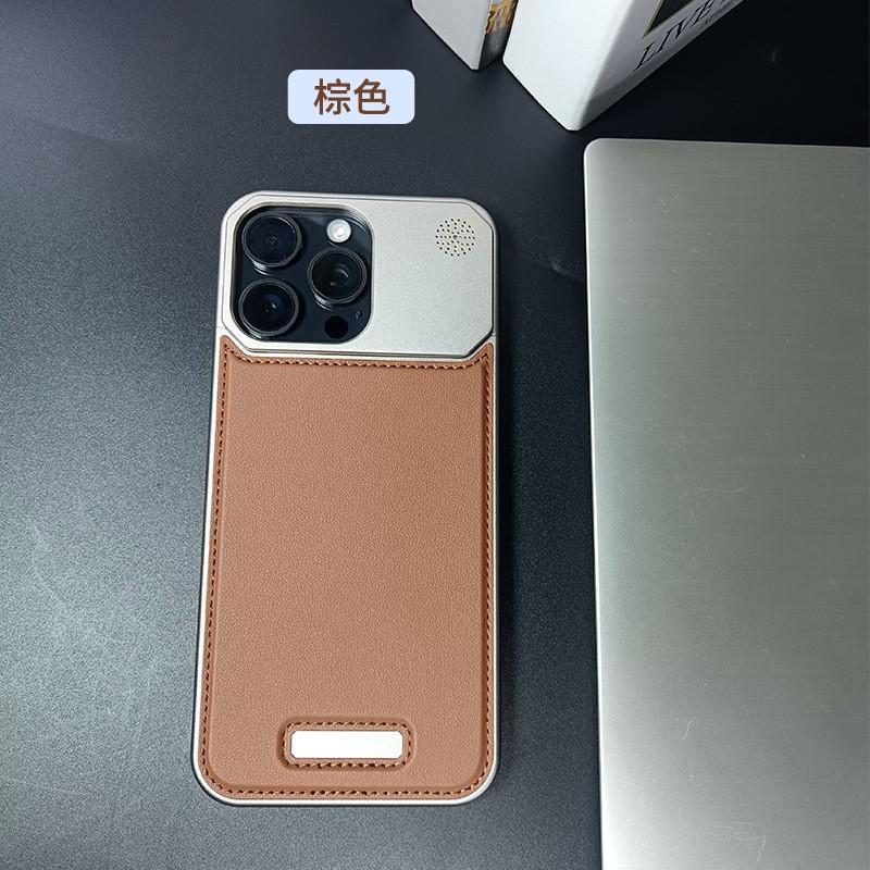 Leather Scent Aluminum Frame Phone Case IPhone 15 Pro Max Borderless Shockproof Cover