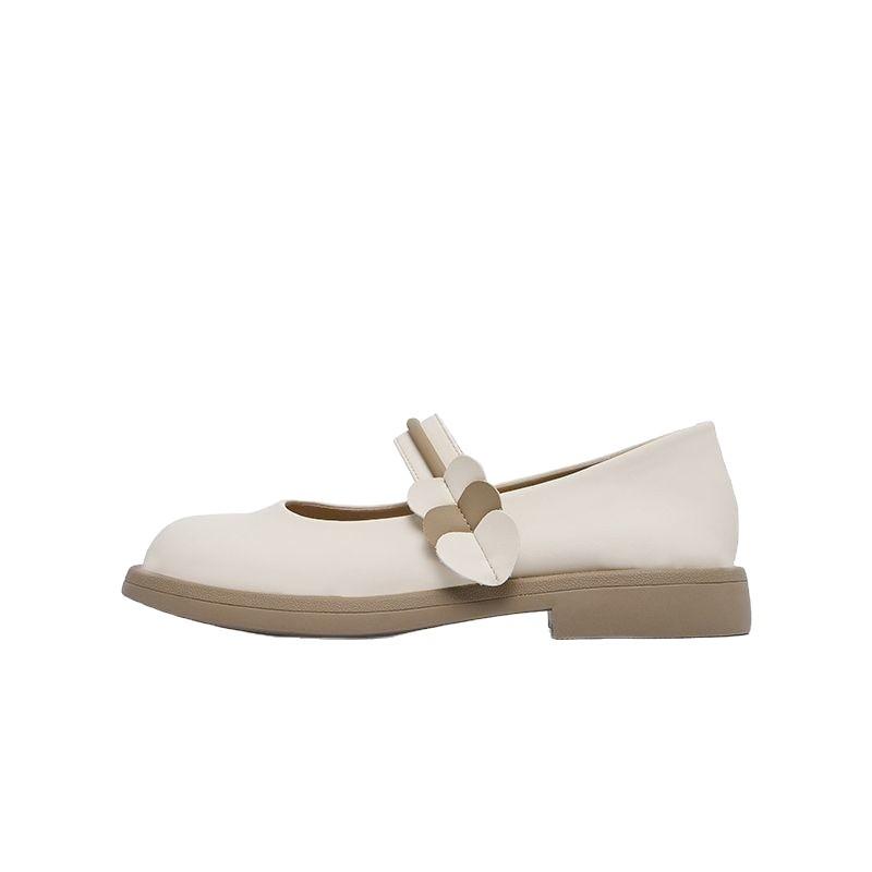 Mary Jane Shoes Women's 2025 New Spring and Summer Flat Bottom Small Fresh Student Doudou Shoes Versatile Velcro Light Mouth Single Shoes