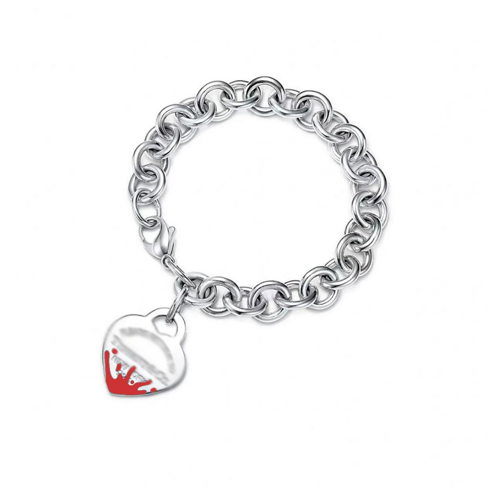 Classic Enamel Heart Bracelet for Women with Clasp Heart Pendant