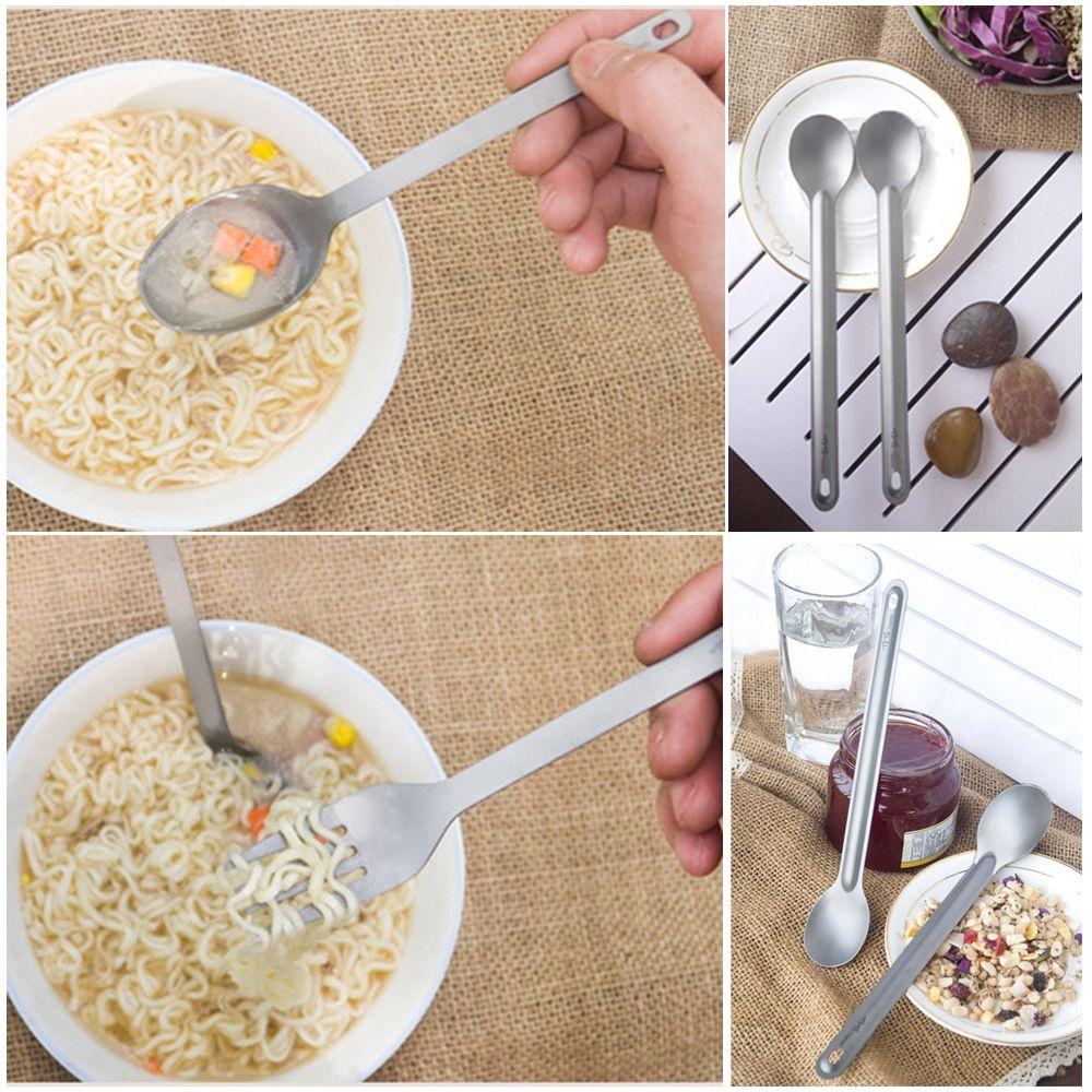 Environmental New Pure EDC Camping Tool Cutlery Fork Outdoor Picnic Accessories Titanium Cookware Long Handle Spoon