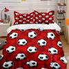 Red Background Soccer Ball Pattern 3PCS Bedding Set Soft Microfiber Bed Sheet Pillowcase Set For Kids Football Fans Room Decor