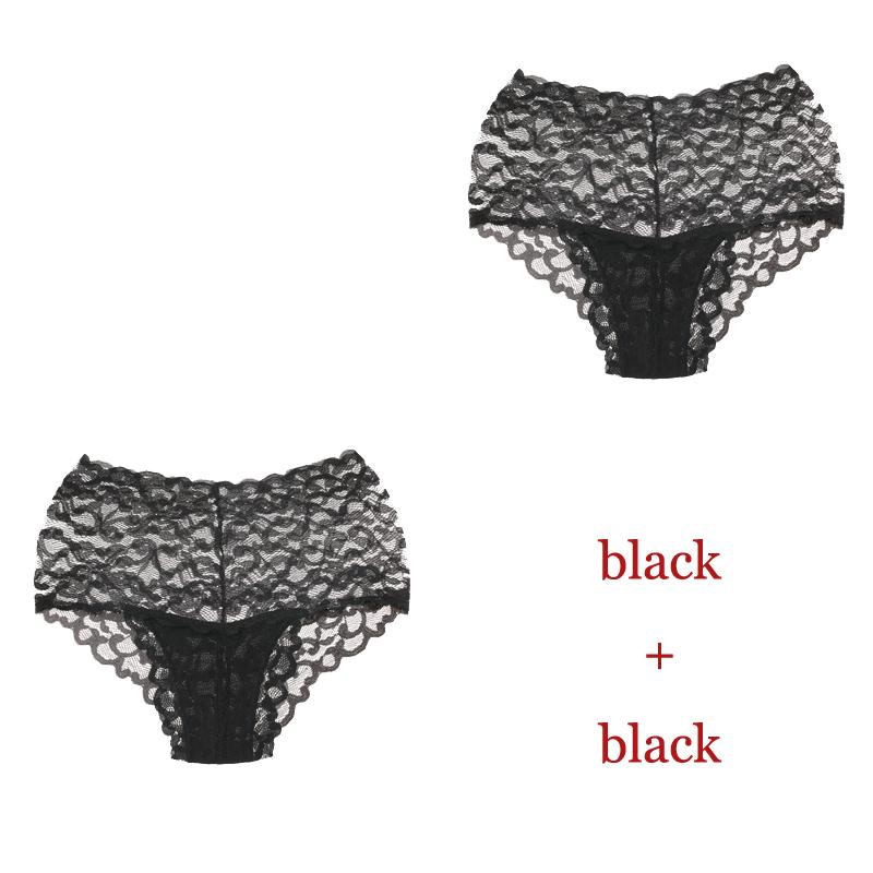 CINOON 2Pcs/lot New Panties Women Lace Underwear Sexy High Waist Briefs Embroidery G String Underpant Solid Transparent Female Lingerie