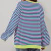 Oversized Sweatshirt for Women Spring  Crew Neck Striped Long Sleeve Shirts Hoodies Preppy Top Y2K Outfits Casual Round Neck Pullover T-Shirt