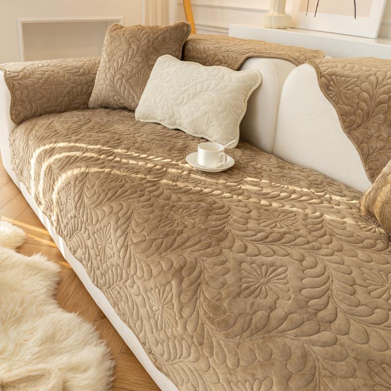 Sofa Cushion Plush Non-Slip Simple Modern Entry Lux Style Leather Cushion Thickened Four Seasons Fleece-lined Sofa Cover Thickened