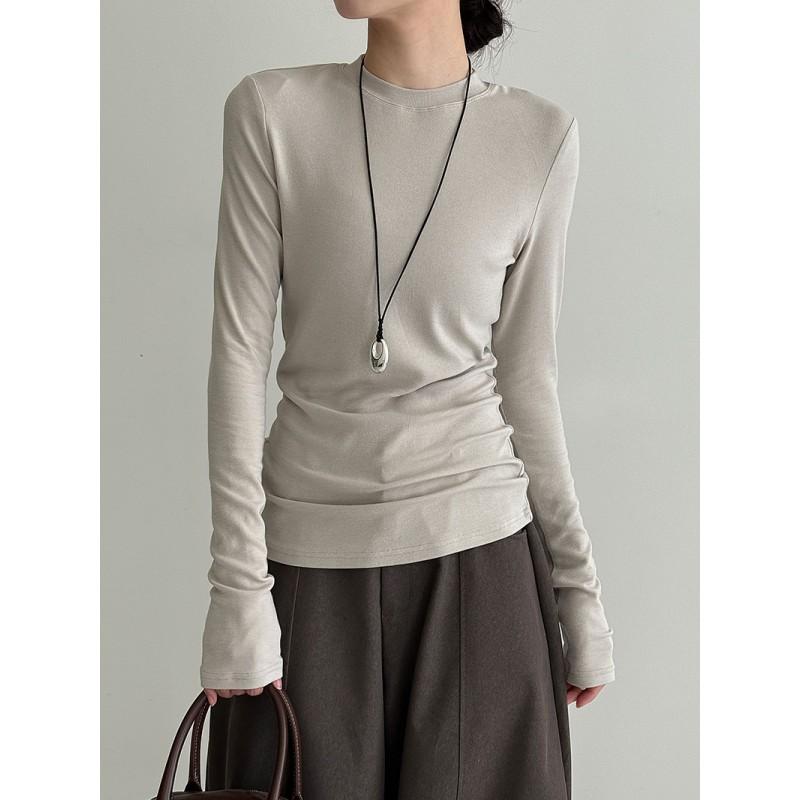 Womens Slim Fit Solid Color Round Neck Long Sleeve Base Layer Top - Soft Rayon Blend Casual Wear