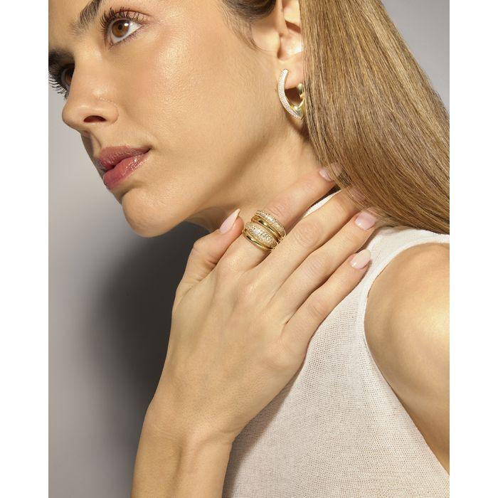 Ring - LUXENTER - Merima - 18 Carat Yellow Gold - Brilliant Zirconia - 18.8 Mm