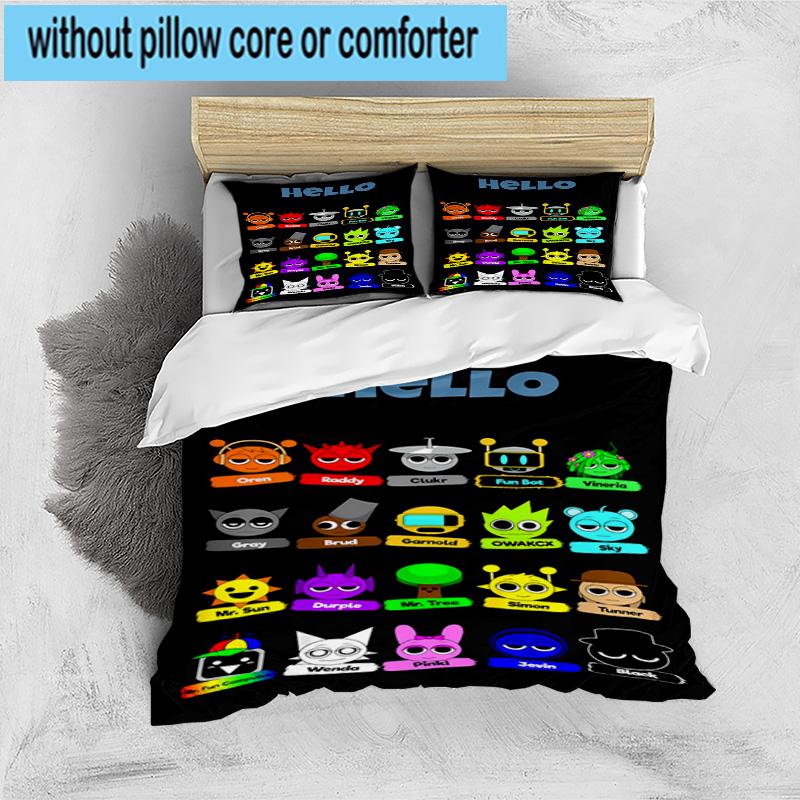 3PCS Colorful Sprun-ki Robot Party 3pcs Bedding,Including 3PCS Duvet Cover And 2pcs Pillowcases Perfect for Christmas,Ideal for Bedroom, Dormitory