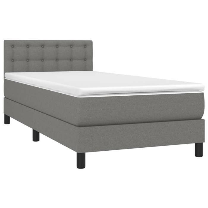 Maison Exclusive - Sommier à lattes de lit avec matelas Gris foncé 80x200 cm Tissu
