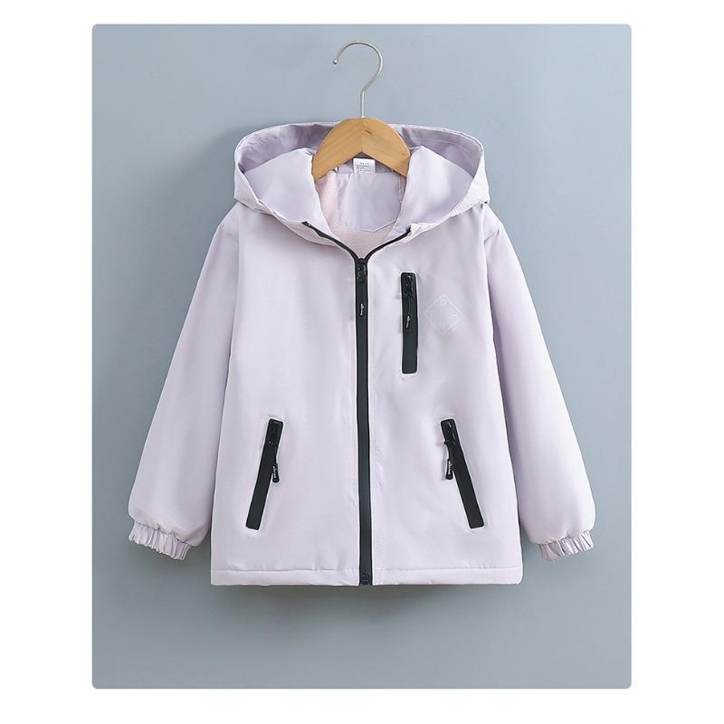 Girls Fleece Lined Outdoor Windbreaker Jacket Kids Casual Long Sleeve Outerwear