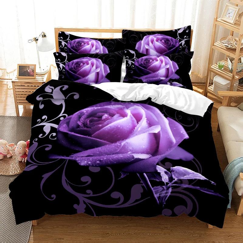

Rose pattern bedding set, duvet set, digital printing queen bed three-piece set 135 * 200 (two-piece set)
