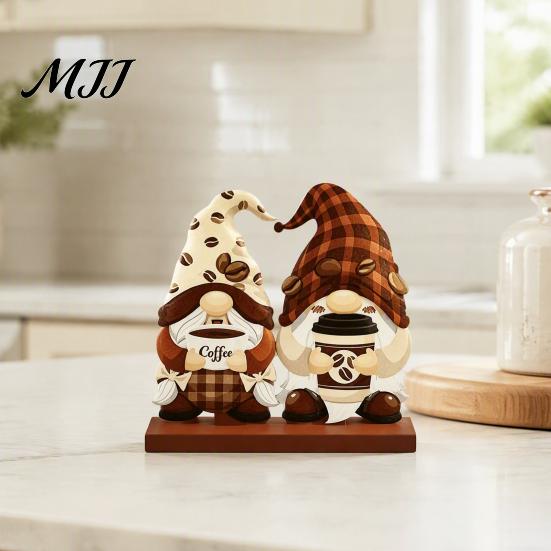 Farmhouse Coffee Station Decorations Bar Table Ornament, Wooden Theme Stand with Stable Corner Decorative Base, Retro Tray for Kitchen Countertop