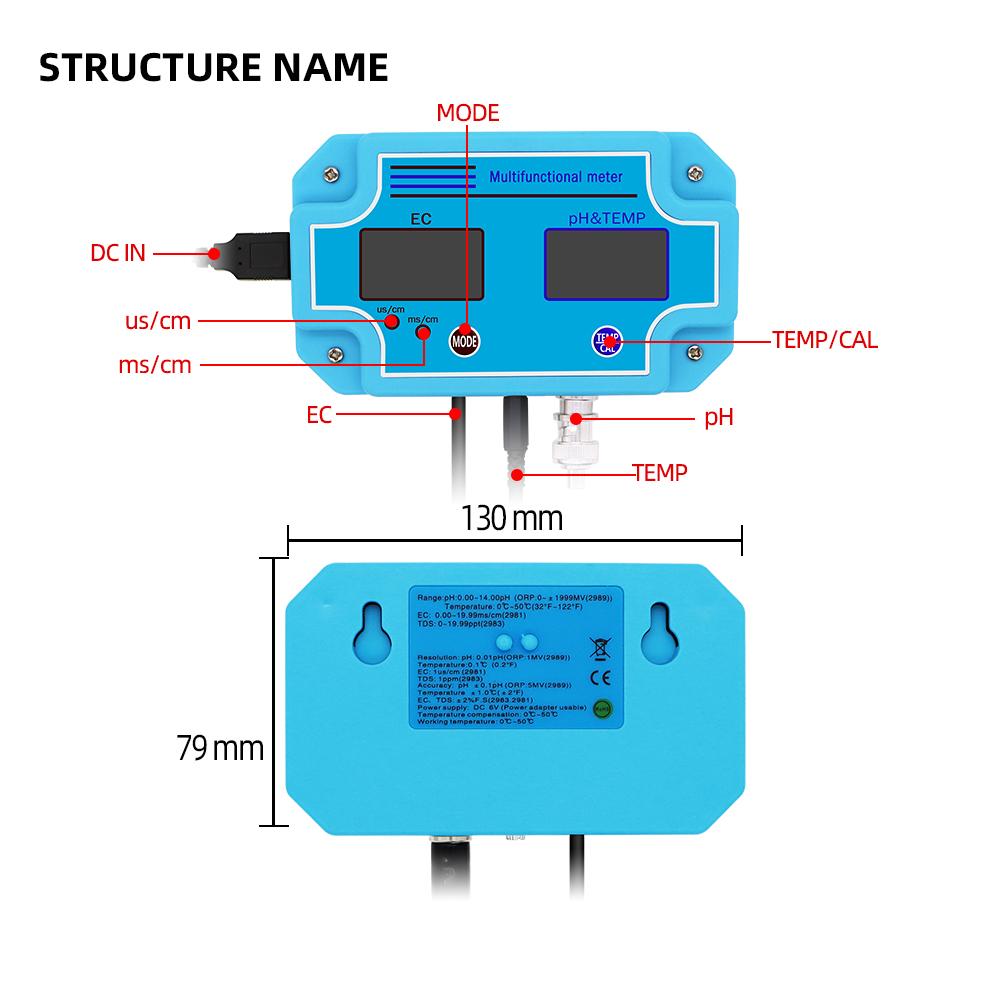 2-in-1 pH- und EC-Messgerät PH/EC-2981 Digitaler pH-Tester mit hochpräzisem Überwachungsgerät Werkzeug für Trinkwasser