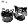 Alisouy 2PC Edelstahl Finger Blume Eule Fledermaus Ohr Tunnel Plug Flesh Expander Bahren Messgeräte Ohrring Piercing Körper Schmuck