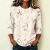 Women's Casual Floral Print Raglan Sleeve Round Neck Three-Quarter Sleeve Pullover T-Shirt