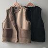 Women's Autumn Winter Lamb Wool Vest Jacket Loose Two Sided Wearing Sleeveless Coat Female Casual Zipper Jackets