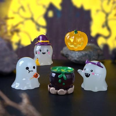 Micro Landscape Halloween Ghost Miniatures Cartoon DIY Halloween Luminous Ornament Cute Ghost Ornament Kids Toy