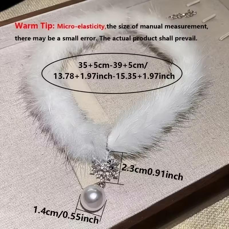 1/2PCS Choker Party Christmas Outfits Gift Necklace Daily Wear Collarbone Chain Pearl Pendant Jewelry Plush Black/White