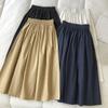 Dames Zwarte Rok Midi Hoge Taille Koreaanse Stijl Geplooid A-lijn Vintage Kleding Zomer Casual Mode Dames Werkkleding