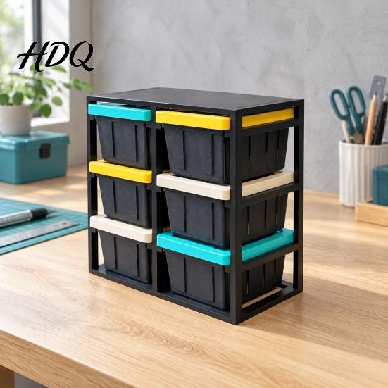 Miniature Scene Decor Rack with 6 Storage Boxes Tiny Box Organizer Display Shelf Dollhouse Multi-Layer Storage Accessory Plastic