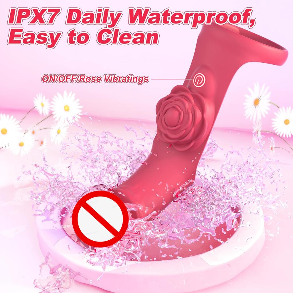 Finger Vibrator Adult Sex Toys for Women G Spot Vibrator Clitoral Stimulator Rose Toy with 9 Powerful Vibration Modes Adjustable Nipple Massager