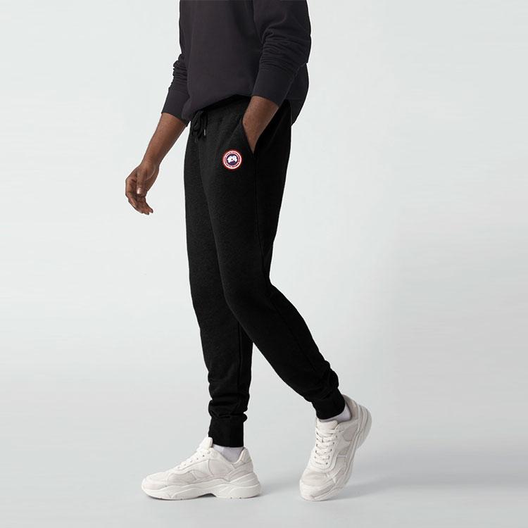 Canada Goose Huron Series SS22 Red Label Breathable Logo Solid Color Cuffed Long Pants Knitted Sports Pants Men bottoms Black 7402M-61