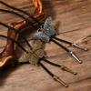 Bolo Tie Cowboy Costume Accessory for Men and Women Adjustable Length Vintage Metal Butterfly Pendant Necktie Necklace