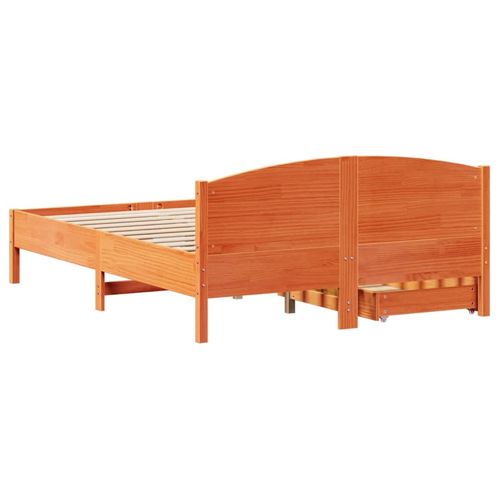 Vidaxl Bed Without Mattress, Waxed Brown, 140X200 Cm, Pine Wood