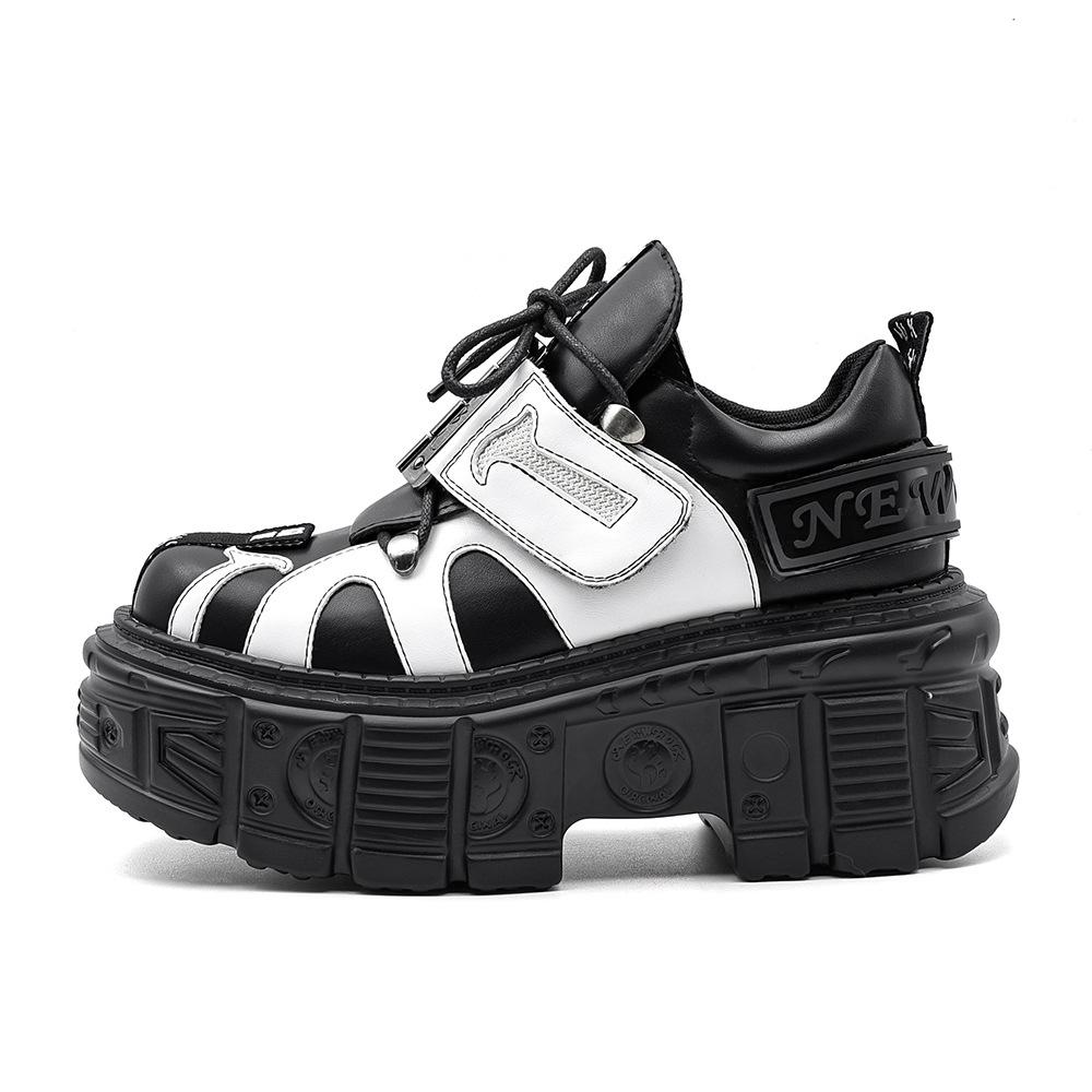 Summer Gothic Punk Rock Platform Boots Leather Metal Motorcycle Tank Shoes for Men Women