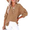 Camicia da Donna Scollo a V Bottoni Mezza Abbottonatura Manica Lunga Pullover Top Colore Unico Vestibilità Larga Top Pieghettati Maglietta Casual Uso Quotidiano
