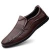 Men's Cross-Season Leather Shoes: Breathable Top Layer Cowhide, Perforated Casual Design for Middle-Aged Men, Available in Large Sizes