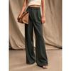 Women Solid Wide Leg Formal Trousers Office Style
