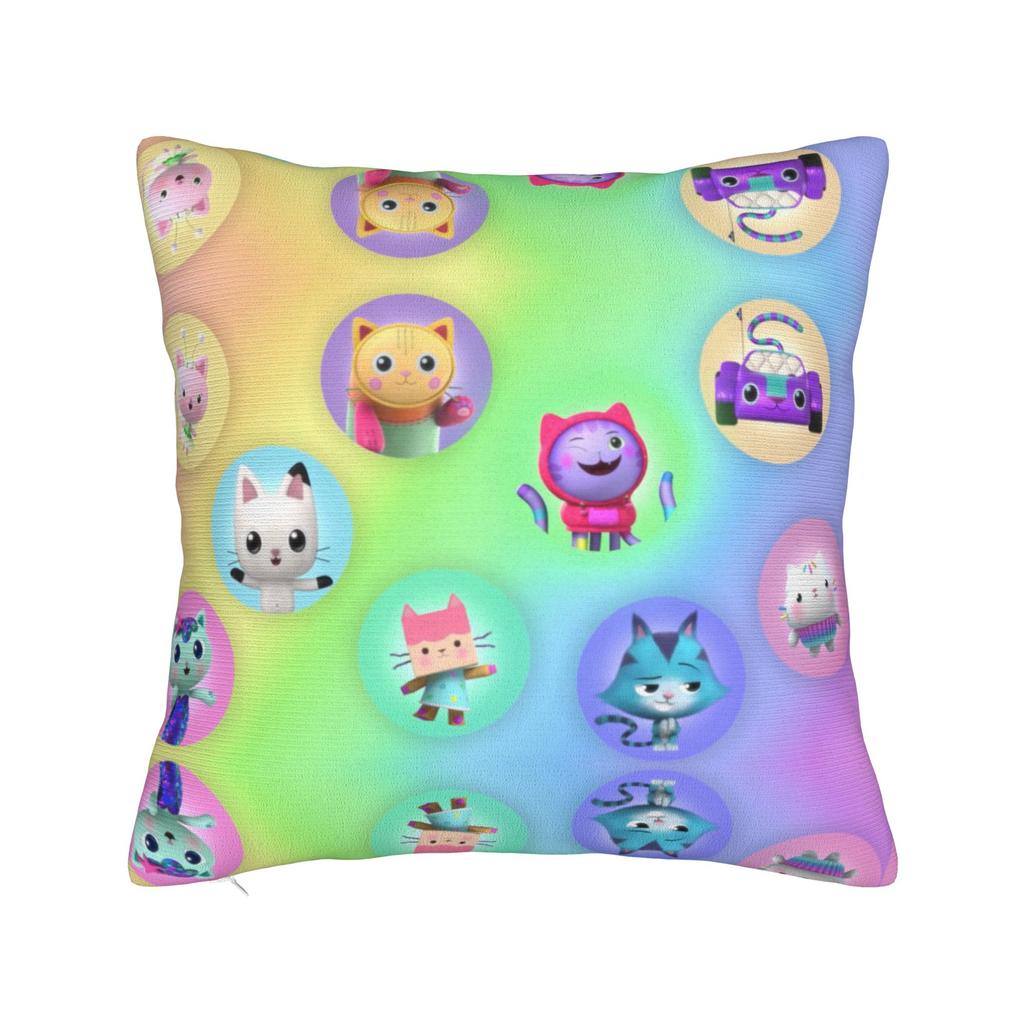 Gabby Dollhouse Cartoon Pillowcase Polyester Cushion Cover Decorative Cute Animals Pillow Case Cover Home Square 45X45cm