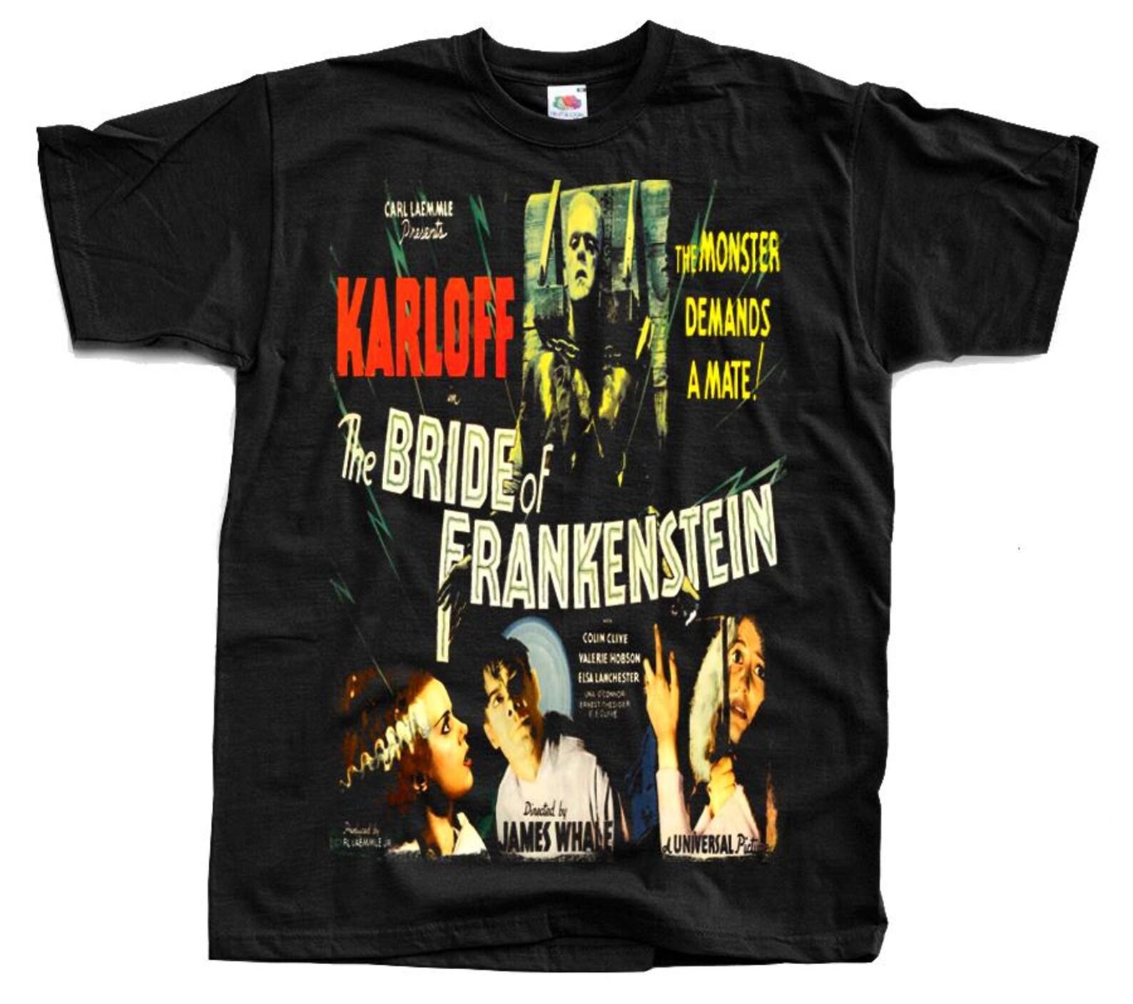 The Bride of Frankenstein V24 horror movie poster T-Shirt Black vintage scary all sizes S-5XL 4XL