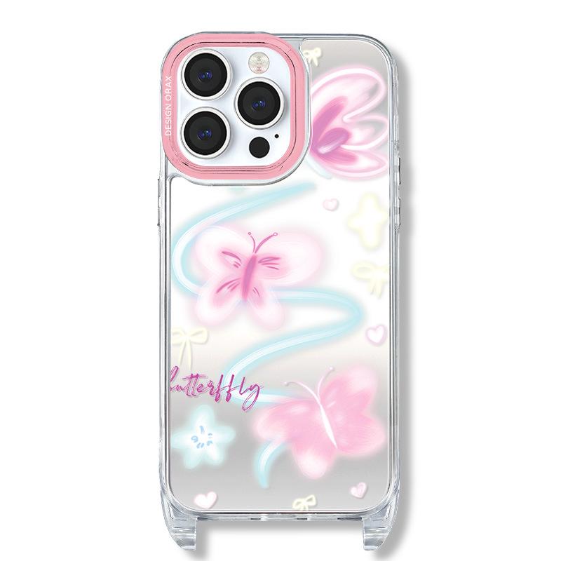 Huse Zhitai pentru iPhone 16 Pro/14/14 Pro Max/13 cu Șnur și Oglindă - Stil Ins