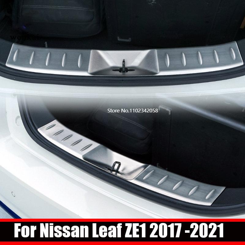 Fit For Nissan Leaf ZE1 2017 2018 Built-in Rear Bumper Protector door Sill Trunk Tread Plate Trim Accessories