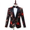 Men's Black Embroidered Single-Breasted Suit for Stage and Hosting
