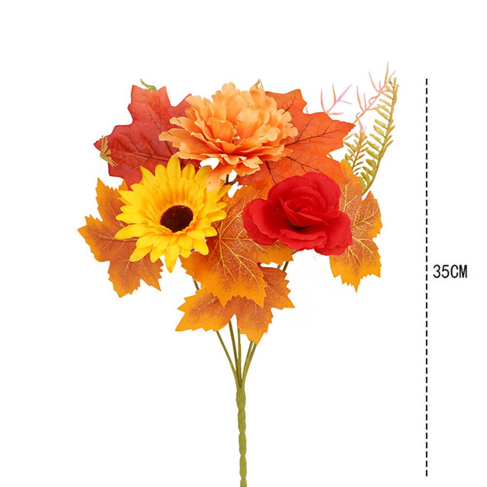 Autumn Artificial Flower Bouquet Prop Household Festival Party Halloween Maple Leaf Pumpkin Decoration