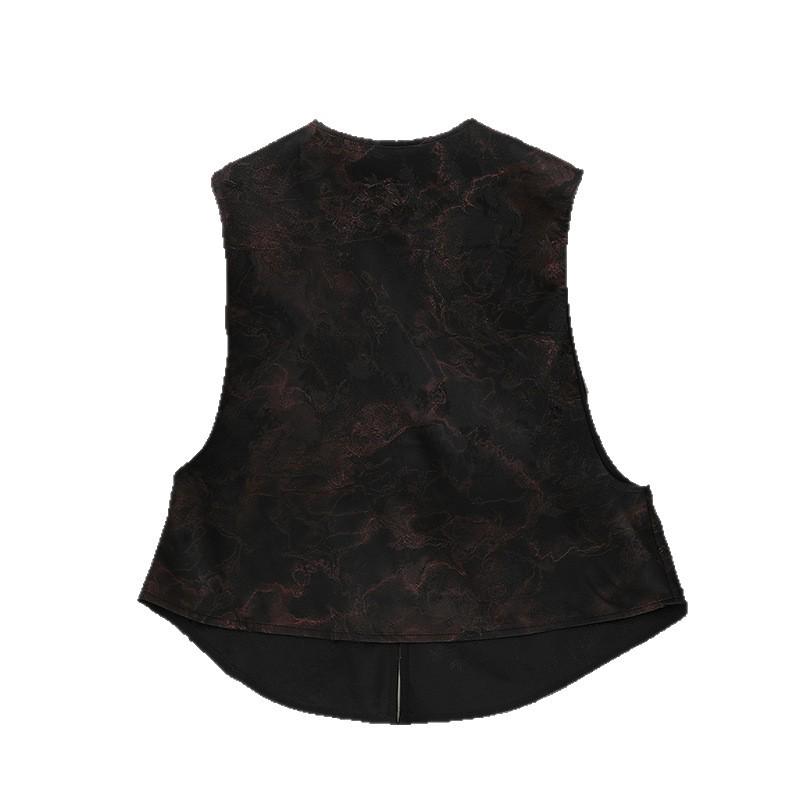 Vintage Chinese Style Short Vest with Jacquard Frog Buttons - Versatile Summer Shawl Outerwear