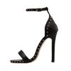 High Heels Summer Sandals Slim Heels Super High Heels Women's Shoes with Rivets Straight Stripes Sexy Sandals Women Luxury Shoes