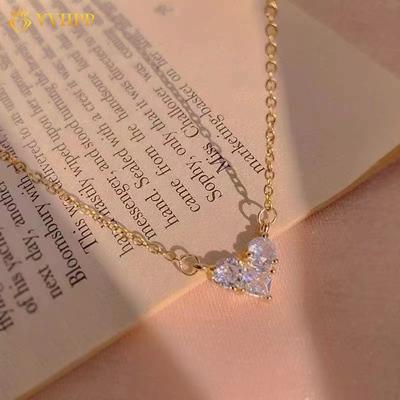 Vintage Heart Diamond Necklace for Women Gold Choker Necklaces Accessories Jewelry