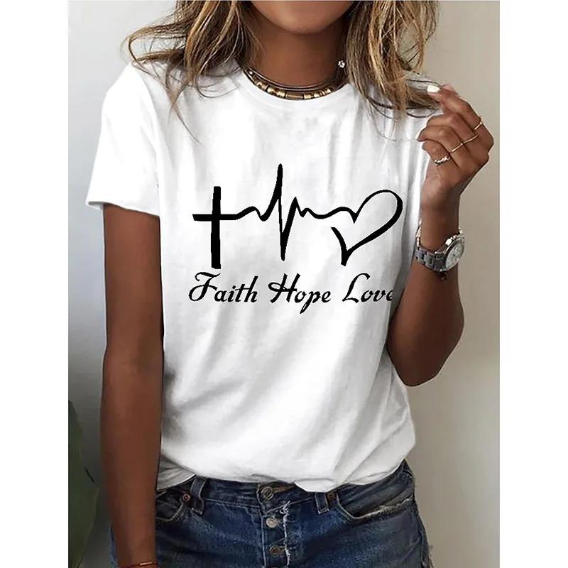 Summer Retro Women's T-shirt Red Heart Fashion 3D Printing Short-sleeved Casual Street Sports O Collar Ladies Shirt