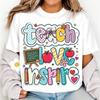 Teacher Appreciation Casual Gift Graphic Tee "Teach Love Inspire" Pink Educator Theme Crew Neck Short Sleeve Casual Tops